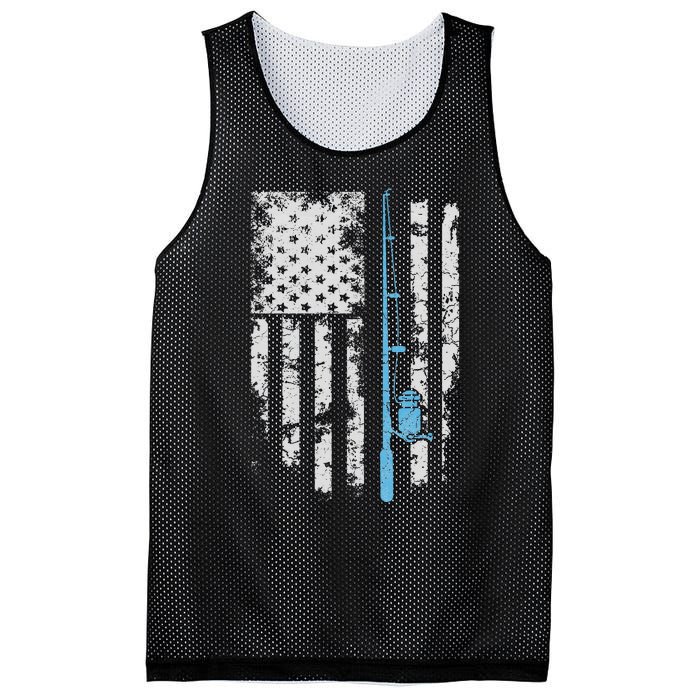 Vintage American Flag Fishing Rod For Fishing lover Mesh Reversible Basketball Jersey Tank