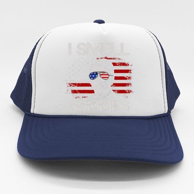 Vintage American Flag Funny Political I Smell Commies  Trucker Hat