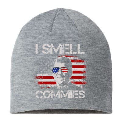 Vintage American Flag Funny Political I Smell Commies  Sustainable Beanie