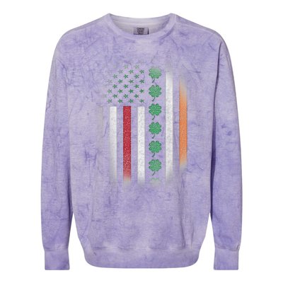 Vintage American Flag Shamrock St Paddys Day Matching Outfit Colorblast Crewneck Sweatshirt