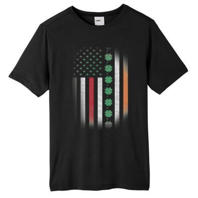 Vintage American Flag Shamrock St Paddys Day Matching Outfit Tall Fusion ChromaSoft Performance T-Shirt