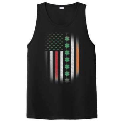 Vintage American Flag Shamrock St Paddys Day Matching Outfit PosiCharge Competitor Tank