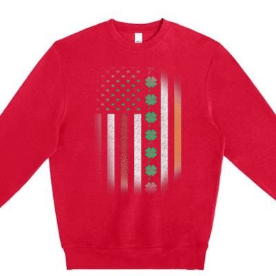 Vintage American Flag Shamrock St Paddys Day Matching Outfit Premium Crewneck Sweatshirt