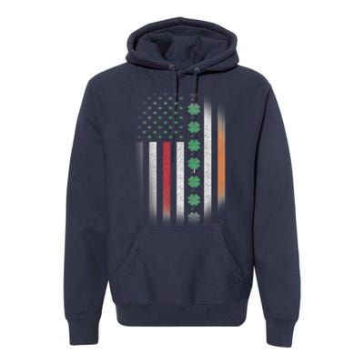 Vintage American Flag Shamrock St Paddys Day Matching Outfit Premium Hoodie