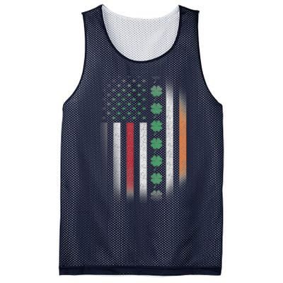 Vintage American Flag Shamrock St Paddys Day Matching Outfit Mesh Reversible Basketball Jersey Tank