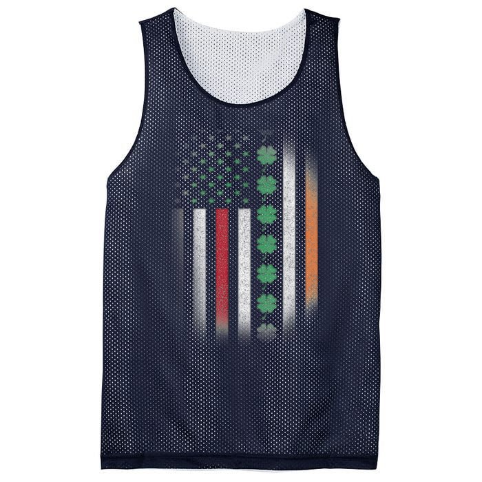 Vintage American Flag Shamrock St Paddys Day Matching Outfit Mesh Reversible Basketball Jersey Tank