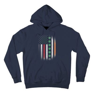 Vintage American Flag Shamrock St Paddys Day Matching Outfit Tall Hoodie