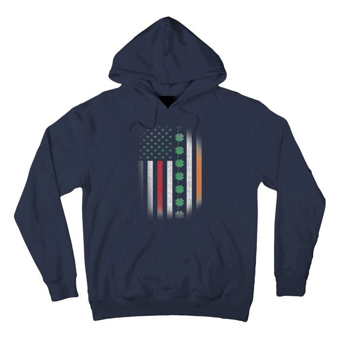 Vintage American Flag Shamrock St Paddys Day Matching Outfit Tall Hoodie