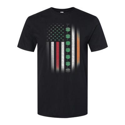 Vintage American Flag Shamrock St Paddys Day Matching Outfit Softstyle® CVC T-Shirt