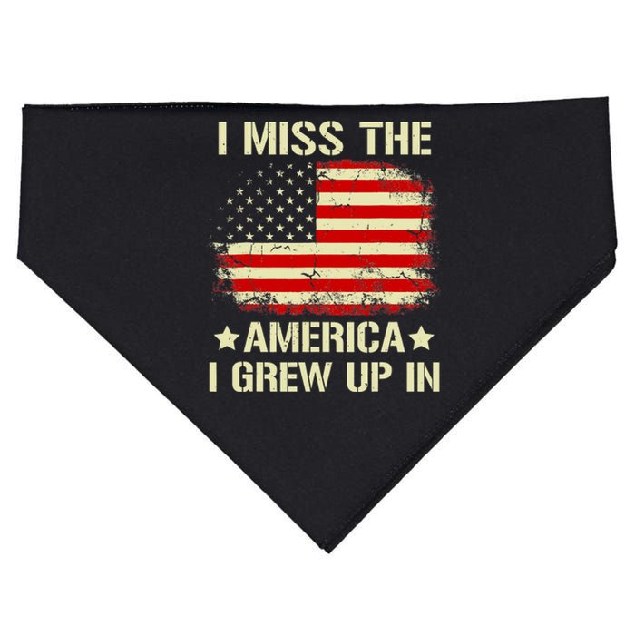 Vintage American Flag I Miss The America I Grew Up In USA-Made Doggie Bandana