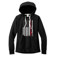 Vintage American Flag Fishing Rod Fishing Lover Fisherman Gift Women's Fleece Hoodie