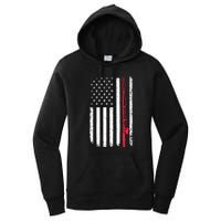 Vintage American Flag Fishing Rod Fishing Lover Fisherman Gift Women's Pullover Hoodie