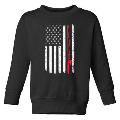 Vintage American Flag Fishing Rod Fishing Lover Fisherman Gift Toddler Sweatshirt