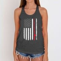 Vintage American Flag Fishing Rod Fishing Lover Fisherman Gift Women's Knotted Racerback Tank