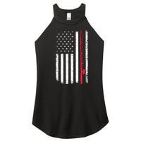 Vintage American Flag Fishing Rod Fishing Lover Fisherman Gift Women's Perfect Tri Rocker Tank