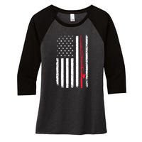 Vintage American Flag Fishing Rod Fishing Lover Fisherman Gift Women's Tri-Blend 3/4-Sleeve Raglan Shirt