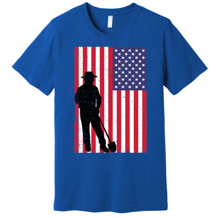 Vintage American Flag Yard Work Dad 4th Of July 2024 Meaningful Gift Premium T-Shirt