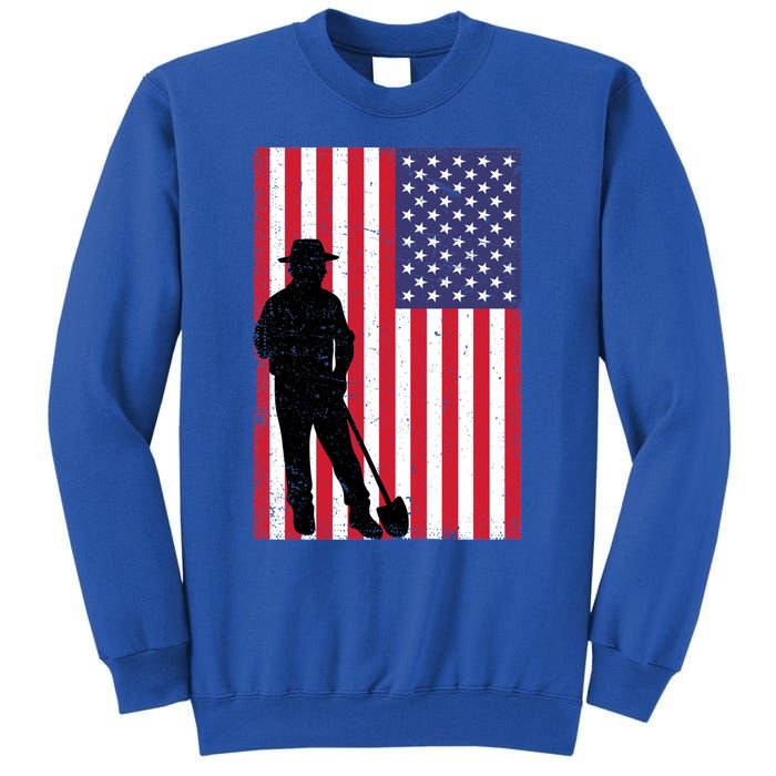 Vintage American Flag Yard Work Dad 4th Of July 2024 Meaningful Gift Tall Sweatshirt