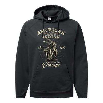 Vintage American For Old Biker Gifts Performance Fleece Hoodie