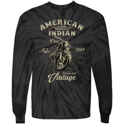 Vintage American For Old Biker Gifts Tie-Dye Long Sleeve Shirt