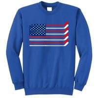 Vintage American Flag Hockey Player Funny Ice Hockey Stick Gift Sweatshirt