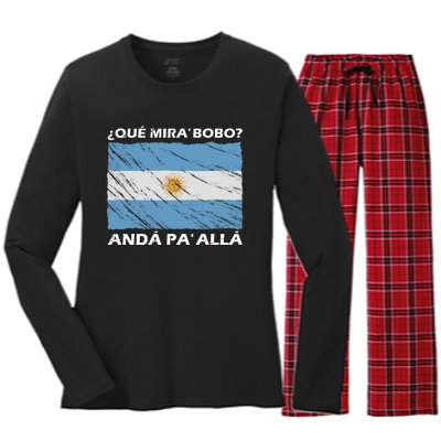 Vintage Argentina Flag Qué Miras Bobo Qué Mira Bobo Women's Long Sleeve Flannel Pajama Set 