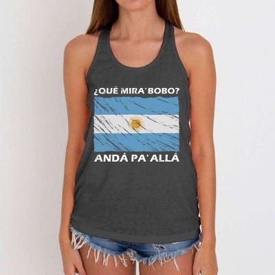 Vintage Argentina Flag Qué Miras Bobo Qué Mira Bobo Women's Knotted Racerback Tank