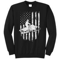 Vintage American Flag Snowmobiling Snowmobile Rider Sweatshirt