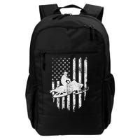 Vintage American Flag Snowmobiling Snowmobile Rider Backpack
