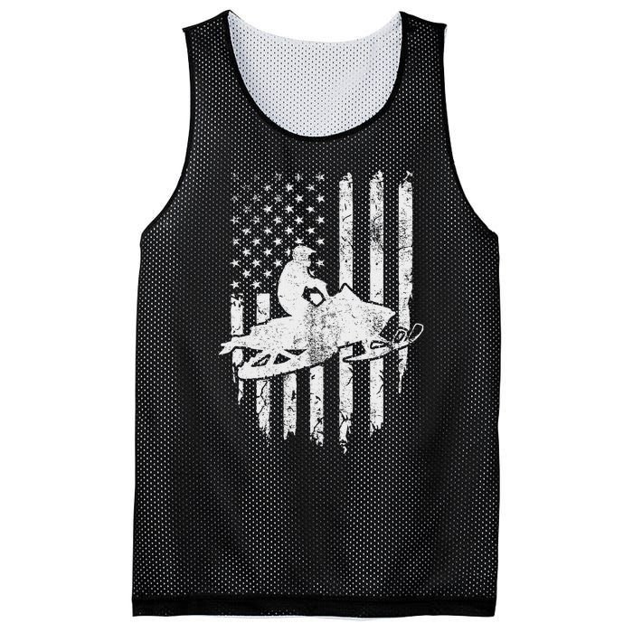 Vintage American Flag Snowmobiling Snowmobile Rider Mesh Reversible Basketball Jersey Tank