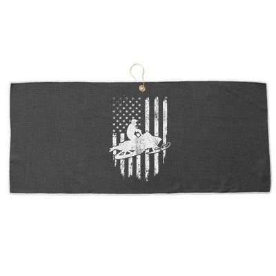 Vintage American Flag Snowmobiling Snowmobile Rider Large Microfiber Waffle Golf Towel
