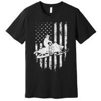 Vintage American Flag Snowmobiling Snowmobile Rider Premium T-Shirt