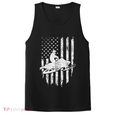 Vintage American Flag Snowmobiling Snowmobile Rider PosiCharge Competitor Tank