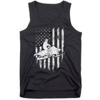 Vintage American Flag Snowmobiling Snowmobile Rider Tank Top