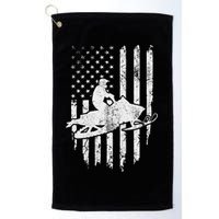 Vintage American Flag Snowmobiling Snowmobile Rider Golf Towel