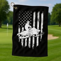 Vintage American Flag Snowmobiling Snowmobile Rider Golf Towel