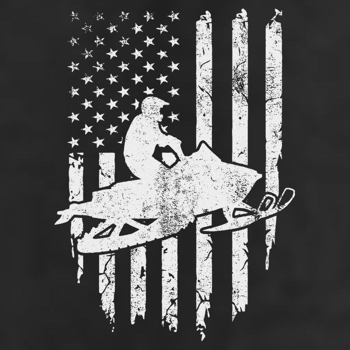 Vintage American Flag Snowmobiling Snowmobile Rider Golf Towel