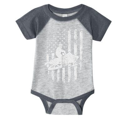 Vintage American Flag Snowmobiling Snowmobile Rider Infant Baby Jersey Bodysuit