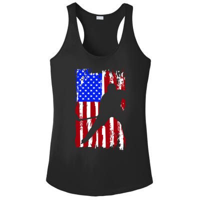 Vintage American Flag Hockey Funny Gift Ladies PosiCharge Competitor Racerback Tank