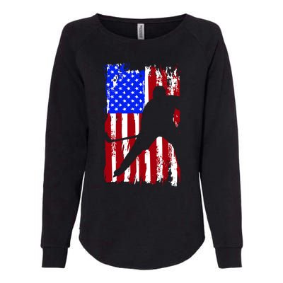 Vintage American Flag Hockey Funny Gift Womens California Wash Sweatshirt