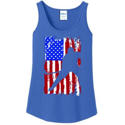 Vintage American Flag Hockey Funny Gift Ladies Essential Tank