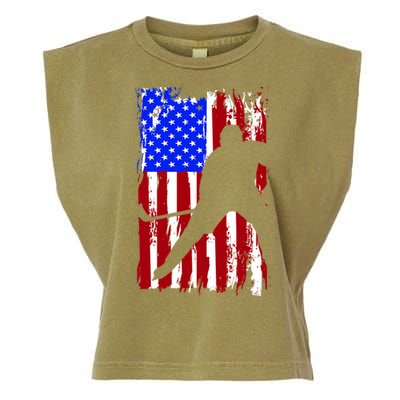 Vintage American Flag Hockey Funny Gift Garment-Dyed Women's Muscle Tee