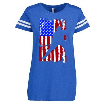 Vintage American Flag Hockey Funny Gift Enza Ladies Jersey Football T-Shirt