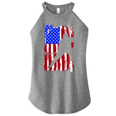 Vintage American Flag Hockey Funny Gift Women's Perfect Tri Rocker Tank