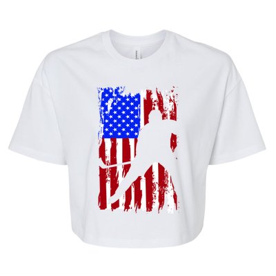 Vintage American Flag Hockey Funny Gift Bella+Canvas Jersey Crop Tee