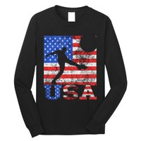 Vintage American Flag USA American USA Soccer Player Long Sleeve Shirt