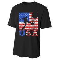 Vintage American Flag USA American USA Soccer Player Performance Sprint T-Shirt