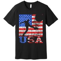 Vintage American Flag USA American USA Soccer Player Premium T-Shirt