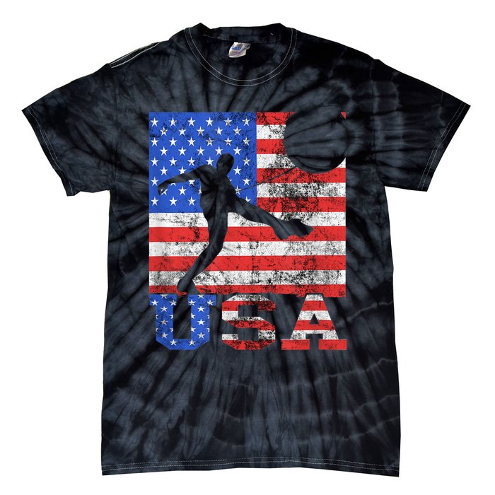 Vintage American Flag USA American USA Soccer Player Tie-Dye T-Shirt