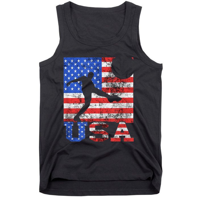 Vintage American Flag USA American USA Soccer Player Tank Top